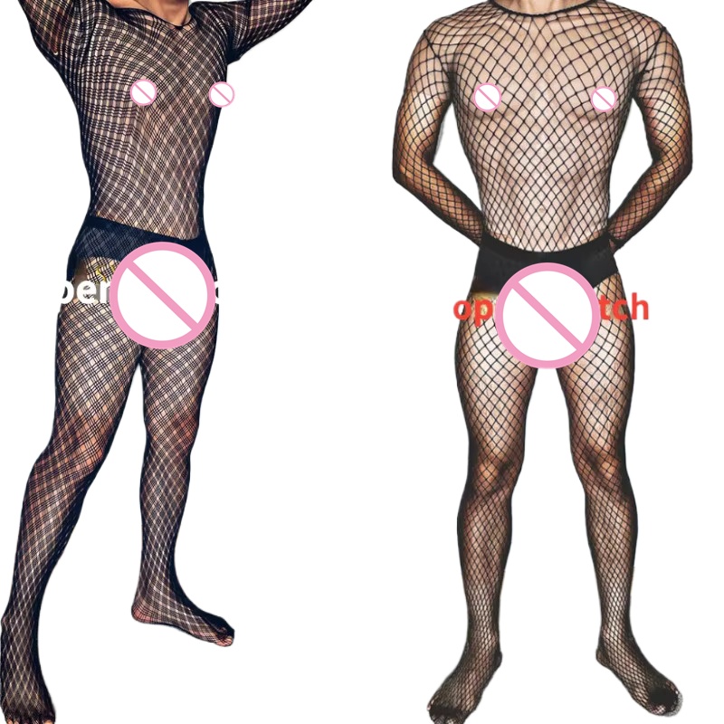 Fishnet Stocking Women - Plus rozmiar męska czarna seksowna bielizna